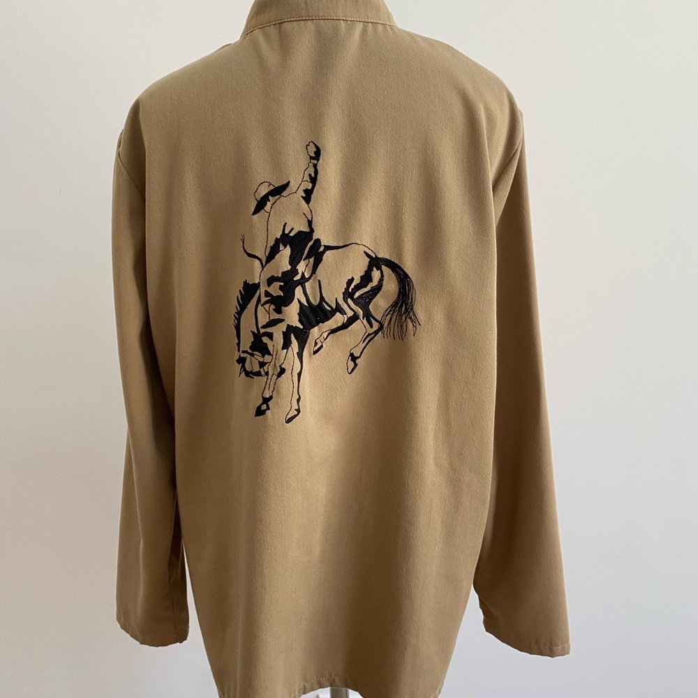 Coldwater Creek Tan and Black Lightweight Jacket with western design